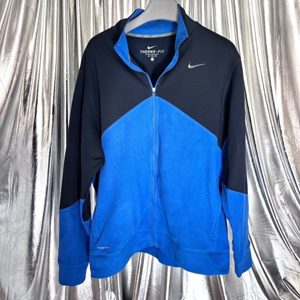 Nike Blue Black Therma-FIT Colorblock Fleece Full Zip Jacket